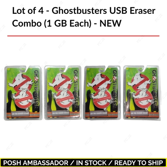 Lot of 4 - Ghostbusters USB Eraser Combo (1GB Each) - NEW - Picture 1 of 7